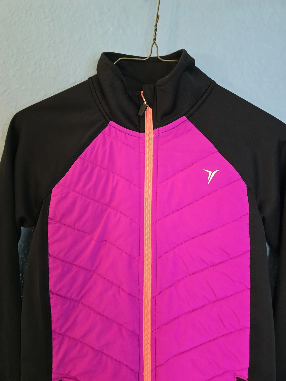 Old Navy Black & Hot Pink Quilted Front Active Jacket Sz L 10/12